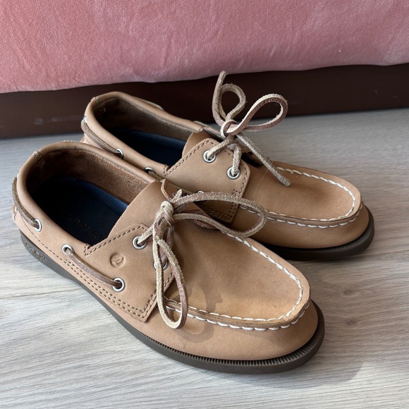 Sperry Top Sider Kids Brown Leather Loafer Boat Shoes - Picture 1 of 9